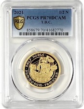 2021 Tristan Da Cunha TDC 1/2 oz Noble Gold Proof Coin PCGS PR 70 DCAM 499 Made 4349.42 per troy oz