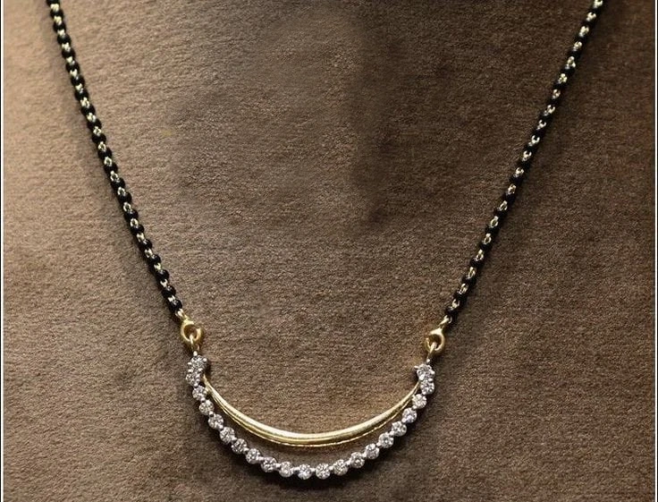 Gold Plated Indian Traditional Mangalsutra Black Beads Necklace Pendant Jewelry