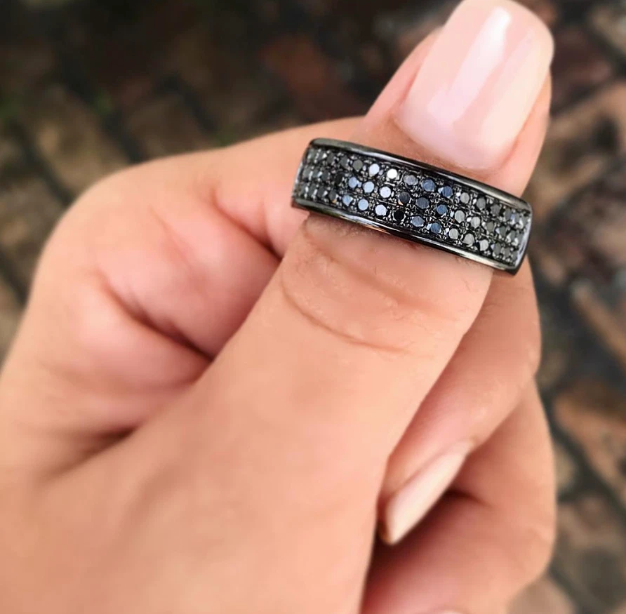 Black onyx band online ring