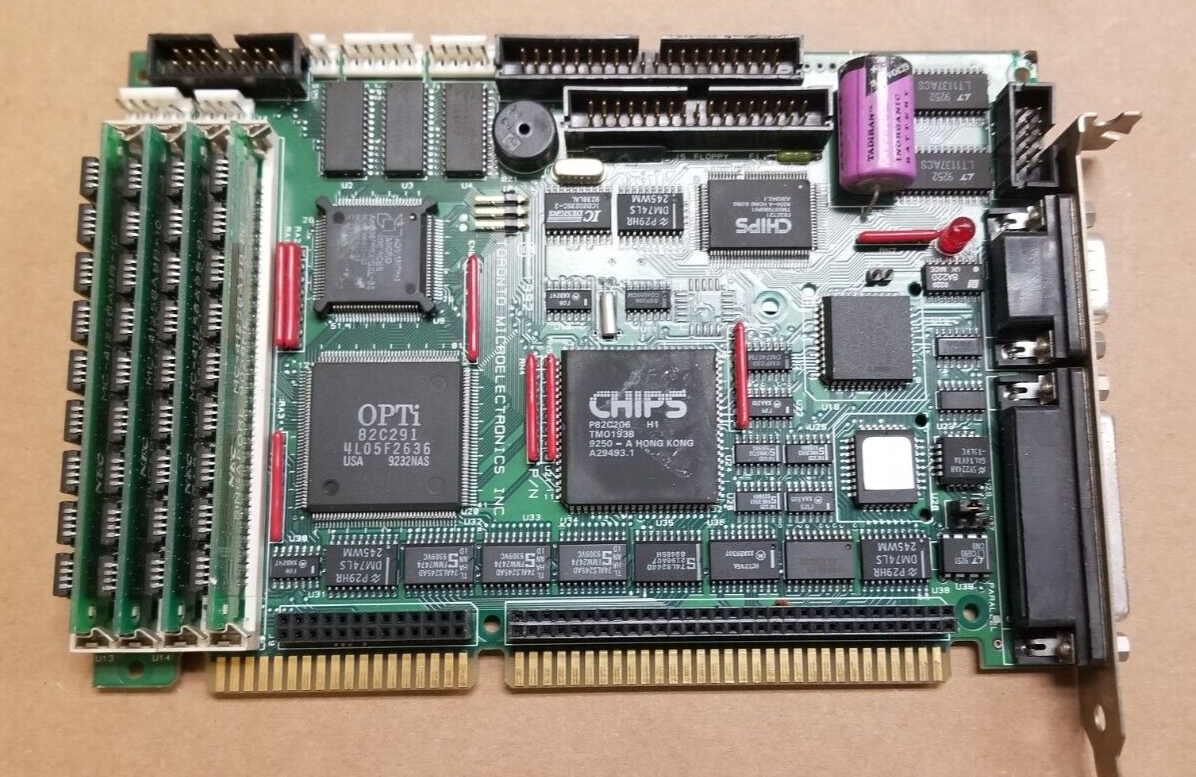 Toronto Microelect Motherboard, AM386 SX 33MHz CPU 1MB RAM Industrial PC  #MD5D