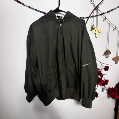 Nike Golf Retro 2000s Olive Bomber Jacket Size L Vintage Windbreaker Streetwear