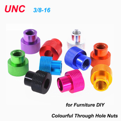 Knurled Thumb Nut Colourful Aluminum Alloy With Hole Steps Hand Nuts UNC 3/8-16