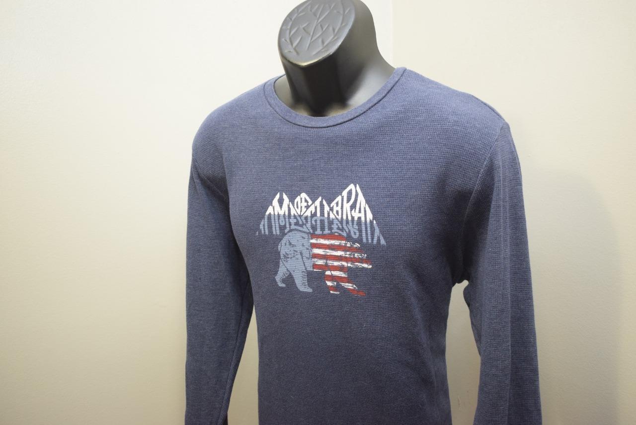 39331 Mens Lucky Brand Long Sleeve Blue Graphic Thermal Shirt Size