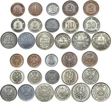 German Empire Collection BUNDLE Set 16 Coins Pfennig & Mark 1873-1922 LOT Silver