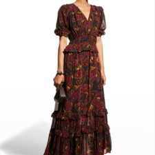 FARM RIO Butterfly Sky Tiered Maxi Dress - Size XS