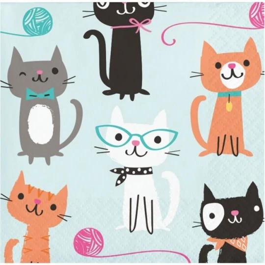 CREATIVE CONVERTING Purr-Fect Kitty Cat Party Beverage Napkins Paper 16 Per Pack Girls Tableware
