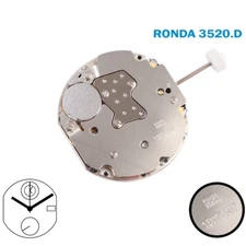 RONDA 3520.D SWISS🇨🇭 MADE, 3 Hands, Chronograph, White Date Disk At 3.