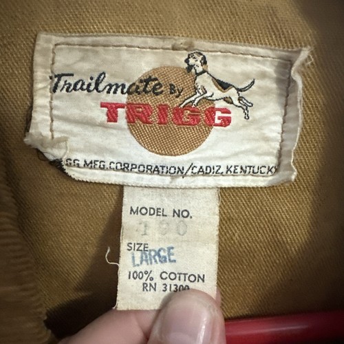 Vtg 50s Trailmate Trigg Dog Label Outdoors Hunting Jacket Tan Large - Picture 3 of 5