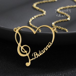 Usa Personalized White Rose Gold Custom Name Music Note Symbol Heart Necklace Ebay
