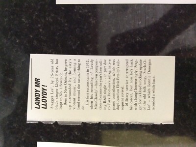 b1q ephemera music reprint article 1959 lloyd price stagger lee 