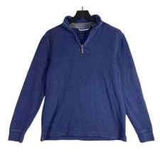 Men's Blue Quarter Zip Pullover Sweater Medium Lightweight Casual Soft Knit