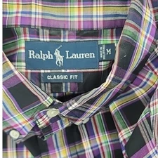 Ralph Lauren Men's  M Purple Plaid Long Sleeve Classic Fit Preppy Hipster Casual
