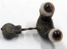 Vintage German Antique Hand Blown Rocker Glass Doll Eyes Brown Round BBI-7