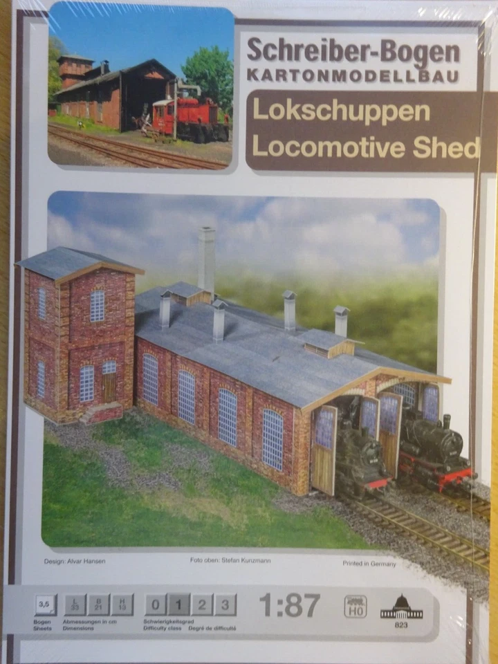 Lokschuppen Eisenbahn 1:87 H0 Schreiber-Bogen Kartonbausatz *NEU* Bastelbogen