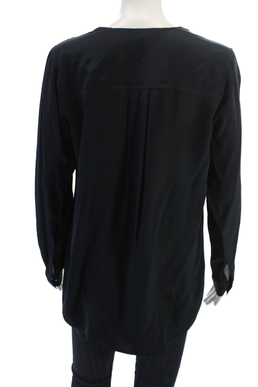 Vince Womens Basic Button-Up Blouse Black Long Sl… - image 3