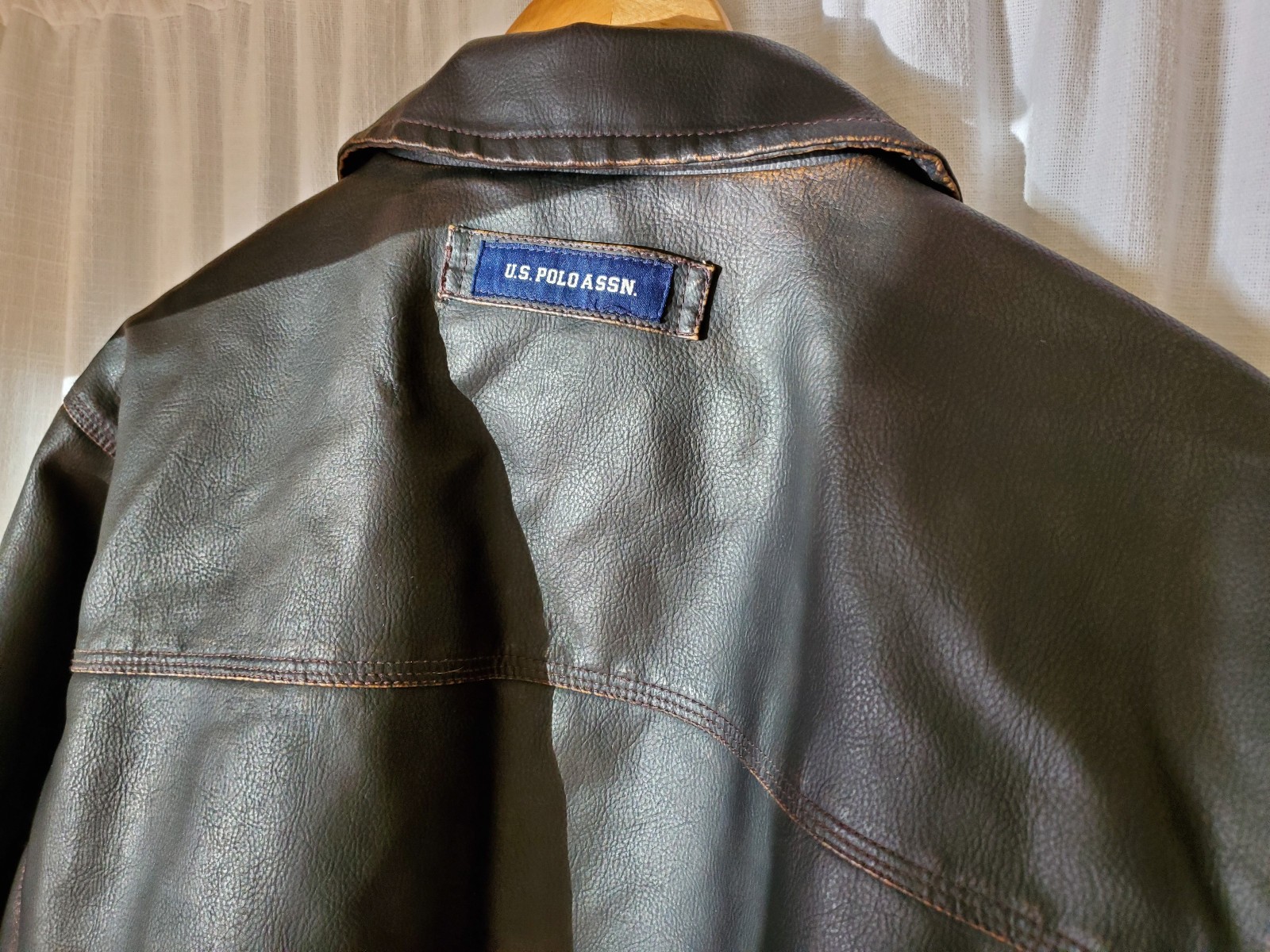 US Polo Assn. Genuine Real Leather Jacket Black Full Zip Coat Size L image 7