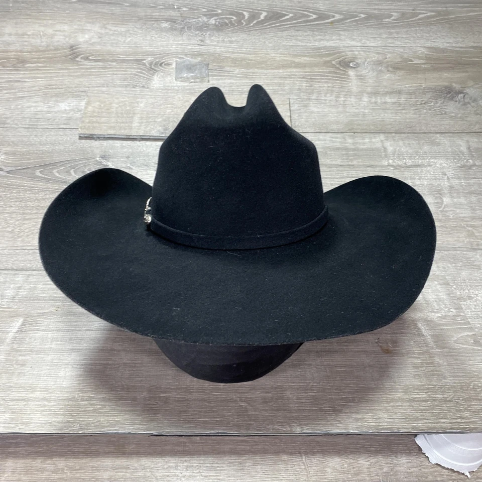 Stetson Hat Cowboy Fitted Mens 7 1/8 Black Buffalo Felt Western Wide Brim - Image 4 of 4
