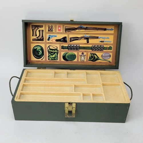 VTG 1964 HASBRO G I Joe Wooden Trunk Foot Locker  With Tray
