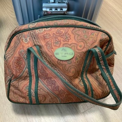 Etro Paisley Nylon Handbag Orange Ladies Shoulder Used Japan