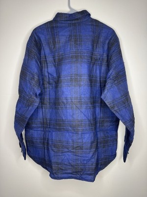 Vintage Cortina Quilt Lined Shirt Jacket Shacket Mens Large Blue