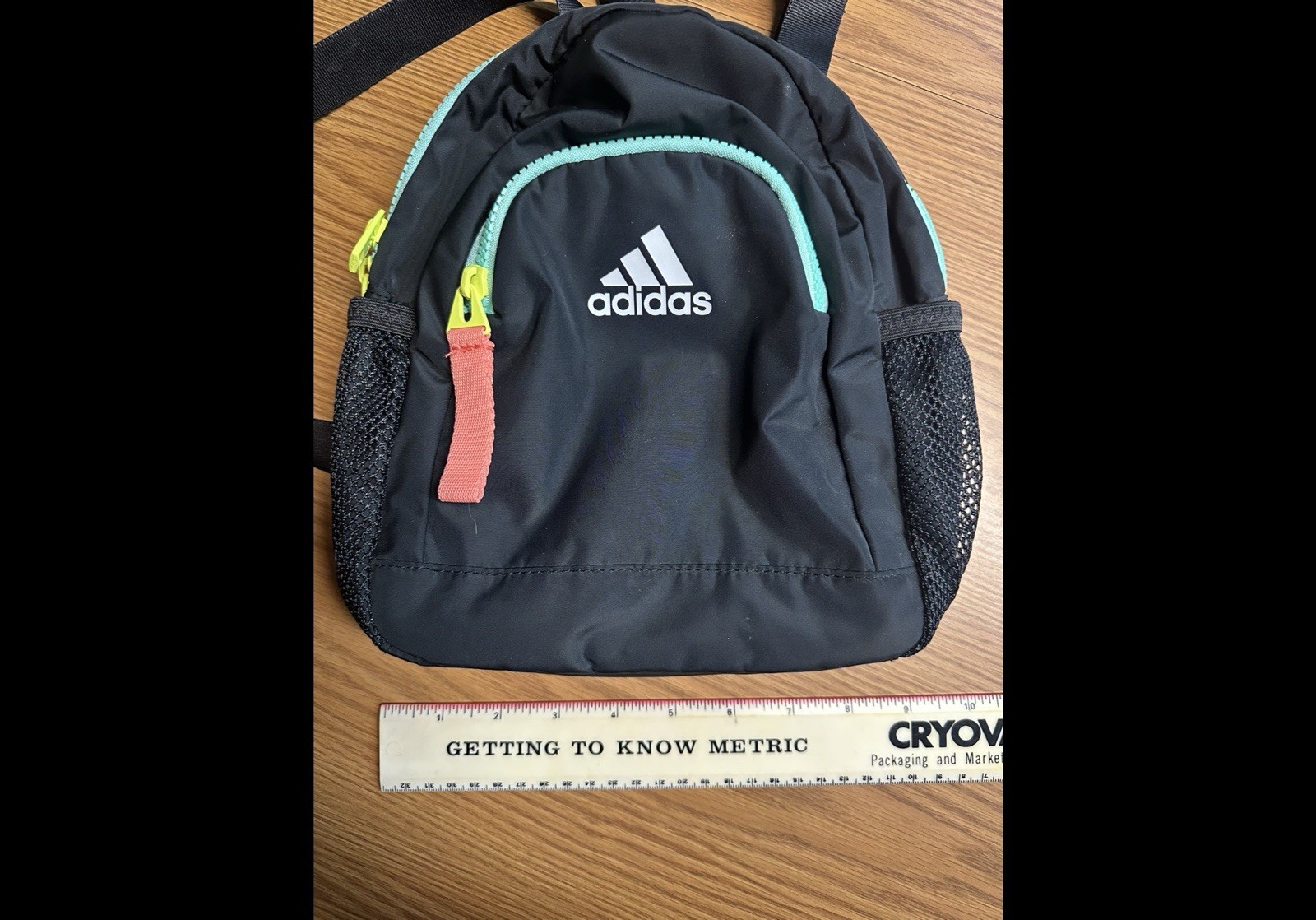 Adidas small backpack Black with multi color zipp… - image 1