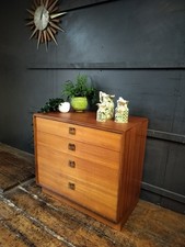 Vintage Mid Century G Plan Teak Form 5 Chest Of 4x Drawers Brass Handles