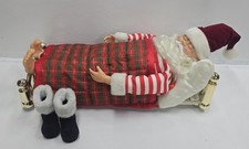 Vintage Animated Sleeping Santa Claus in Bed Christmas Decoration Music Motion