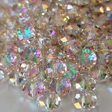 220 pcs 10mm Crystal Glass Beads Silver Champagne for Jewelry Making Bracelets