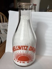 Prellwitz One Quart Dairy Bottle ACL Pyro Ripon, Wi