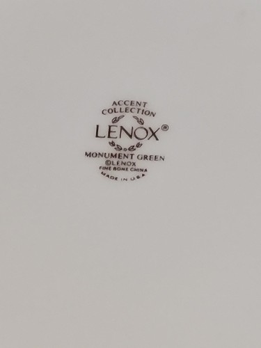 Lenox Accent Collection Monument Green 8' 3/8 Fine Bone China Piatto Made in USA - Foto 4 di 4