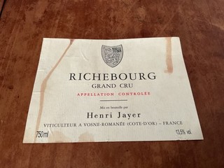 01 ÉTIQUETTE RICHEBOURG HENRI JAYER DÉCOLLÉE TRES RARE