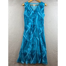 Vintage Lapis Los Angeles Abstract Print V-Neck Midi Dress Sleeveless Size M