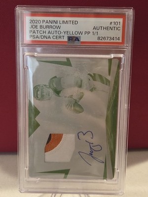 2020 Panini Limited Joe Burrow Yellow  Printing Plate Auto 1/1 PSA Authenticated