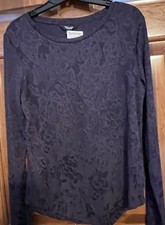 Simply Vera Vera Wang Deep Purple Pullover Top Floral Print Size S