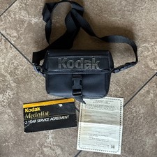 Vintage Kodak Camera Case Black Bag w/ Shoulder Strap W/ Original Svc Agreement