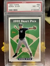 Topps 1993 Topps Derek Jeter #98 1992 Draft Pick Rookie Yankees PSA 8