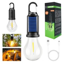Solar Rechargeable Hanging Bulb Light Outdoor Camp Waterproof LED Emergency Lamp