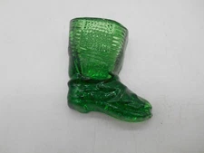 Really Neat Vintage Fenton Green Glass 4"  Boot Wall Pocket or Match Holder