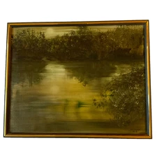VINTAGE abstract landscapes original oil PAINTING impressionist by Sakamoto