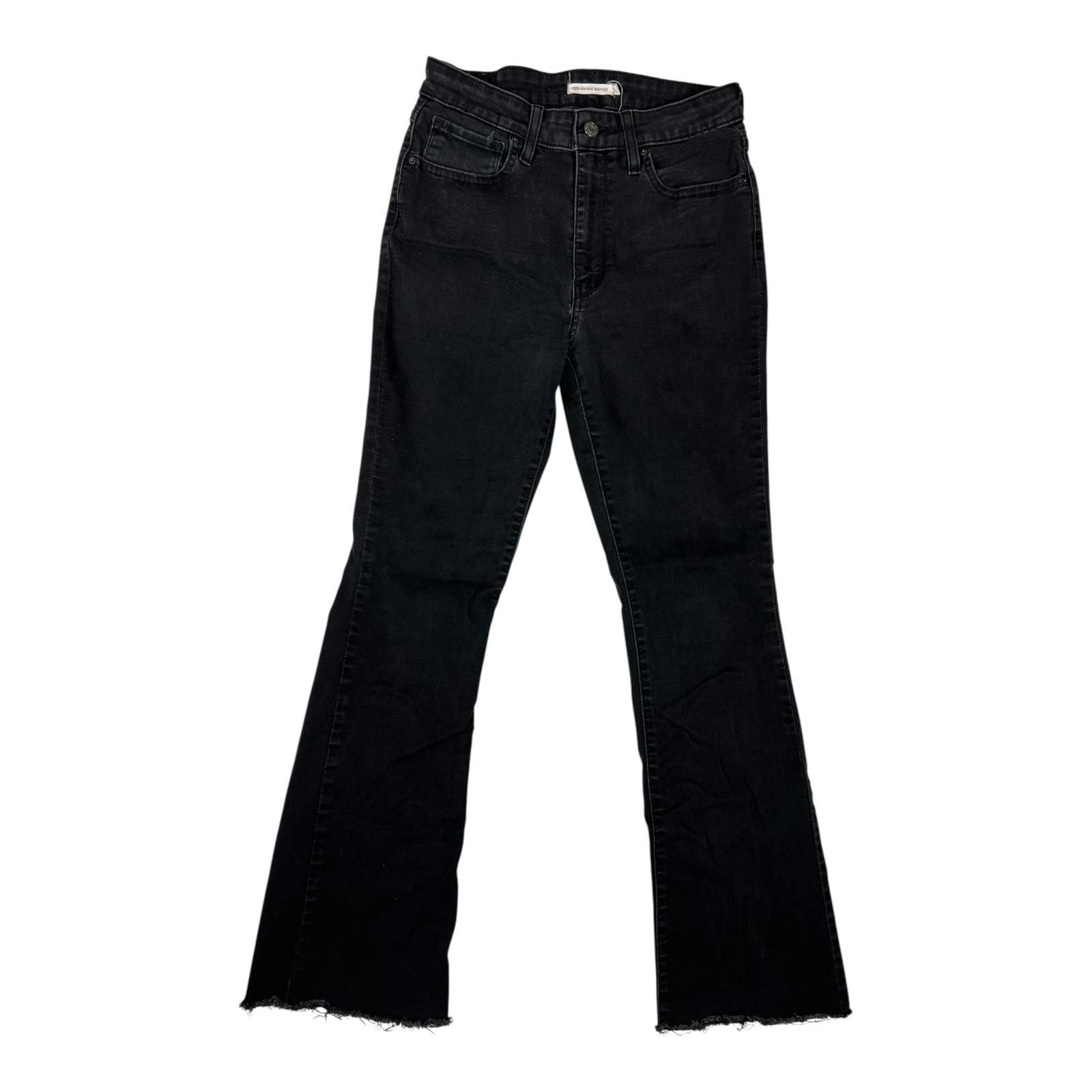 Levi's 725 High Rise Bootcut Jeans Womens 30x32 Black Raw Hem Stretch Denim