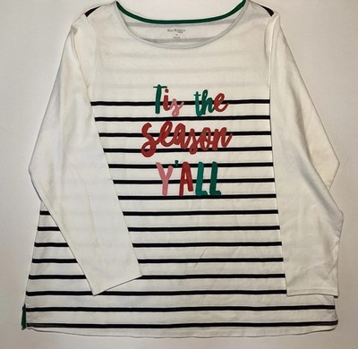 Kim Rogers Curvy Women's Tis The Season Y all Long Sleeve Top Size 1X NWT