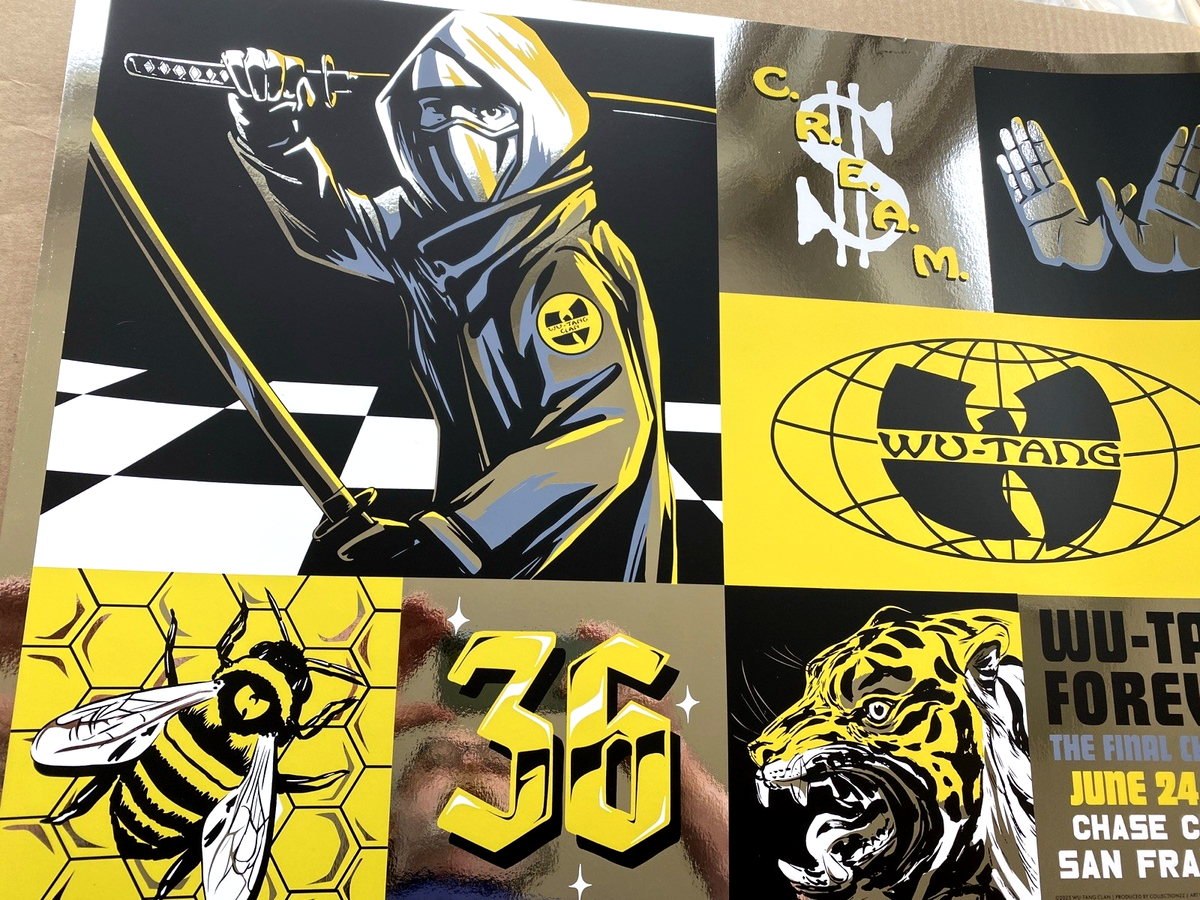 OFFICIAL WU-TANG CLAN SILVER FOIL AE SIGNED POSTER San Francisco