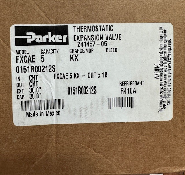 New Parker Thermostatic Expansion Valve FXCAE, 0151R00210S Capacity 3 Charge KX
