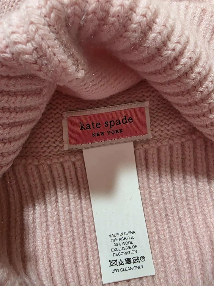 Kate Spade Pink Beanie Knit Hat with Cute Black Bow One Size Nwot - Image 3 of 4