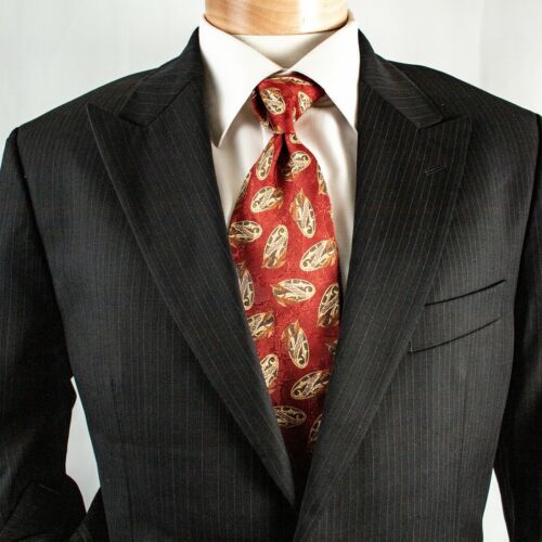 HUGO BOSS New Black Gray Striped Wool 2 Buttons Men Suit Size 40 S 36"W x 30"L - Picture 2 of 12