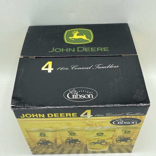Everyday Gibson JOHN DEERE Conical Tumblers/Glasses 16 Oz. SET OF 4 in BOX - Picture 2 of 2