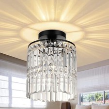 Frideko Home -Black Chandelier Crystal Light Semi-Flush Ceiling light