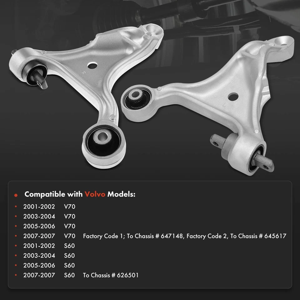 2x Brazo de control inferior delantero izquierdo y derecho con bujes para Volvo V70 S60 2001-2007 Foto 2 de 4