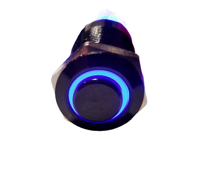 KRAFTFELD beleuchteter Druckknopf Schalter einrastend AN AUS,Ø 12mm,4pin, 12-24V,1A,IP65