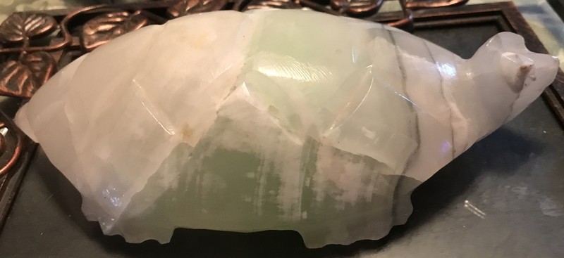 Turtle Paperweight Decoration Rare Lime Green Calcite Crystal Jade